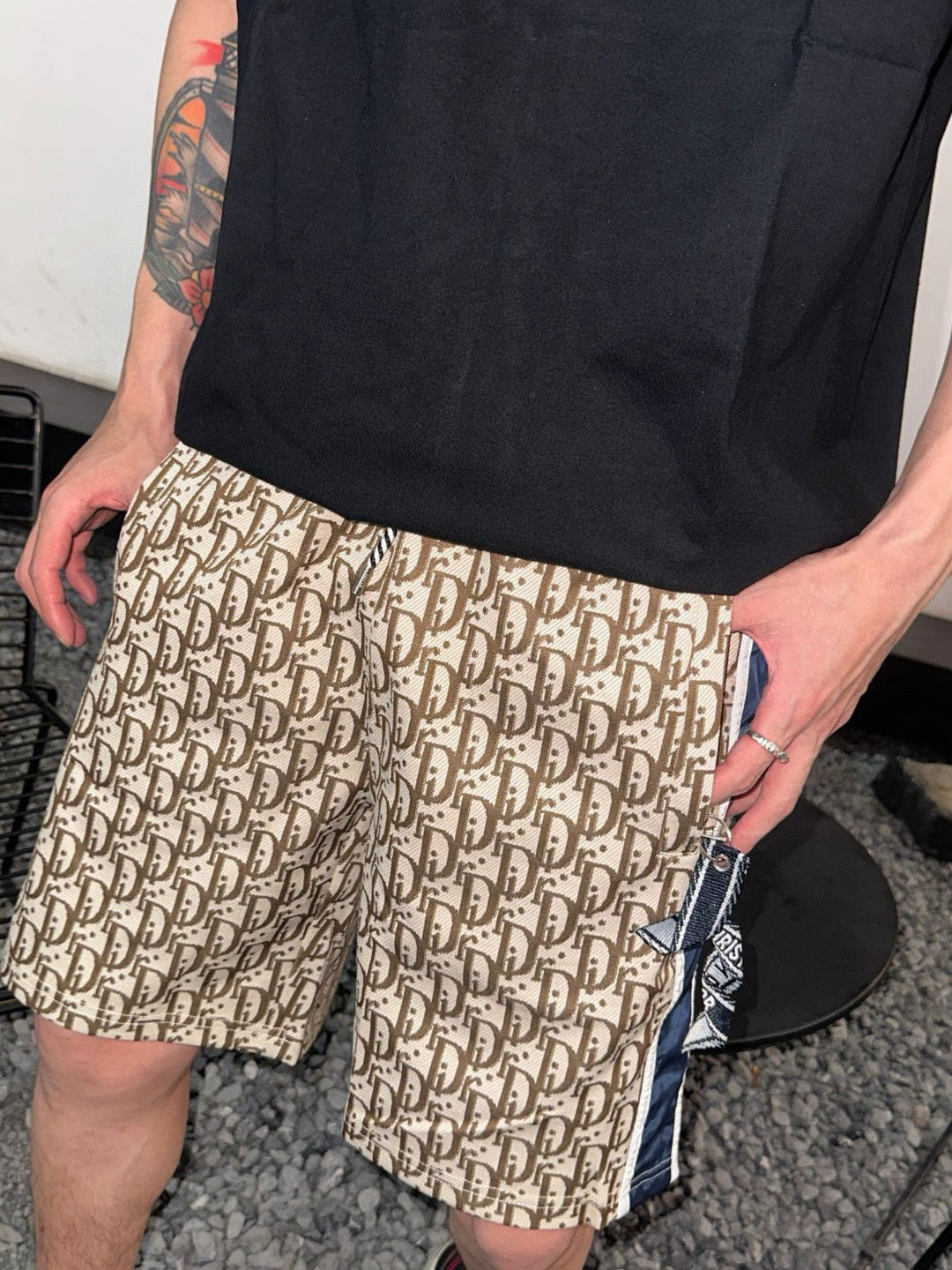 25ss full printed floral jacquard side woven shorts