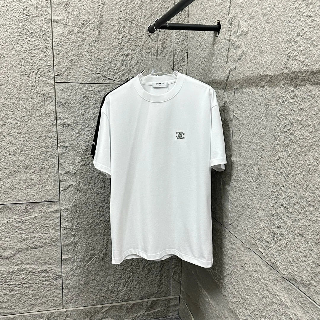 Bamboo letter embroidery T-shirt