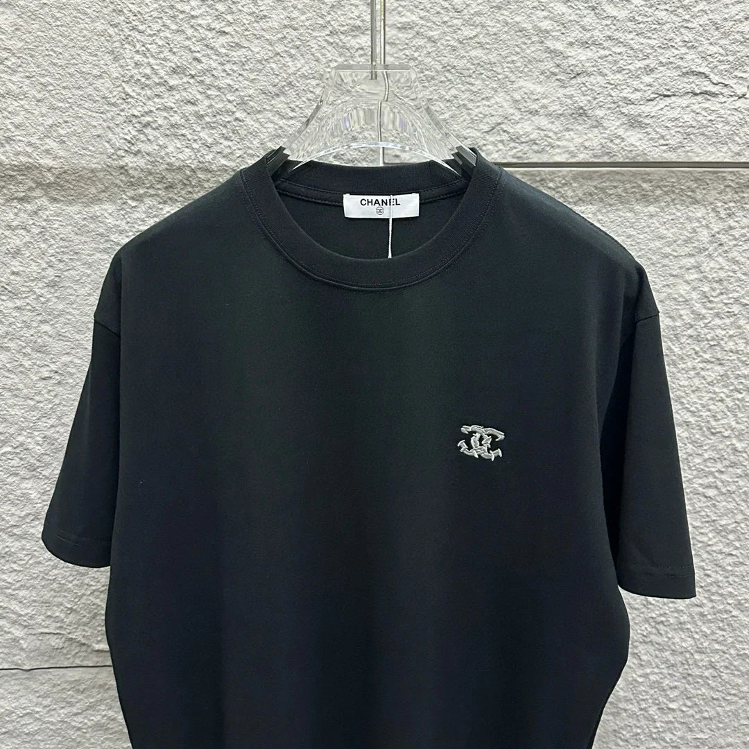 Bamboo letter embroidery T-shirt