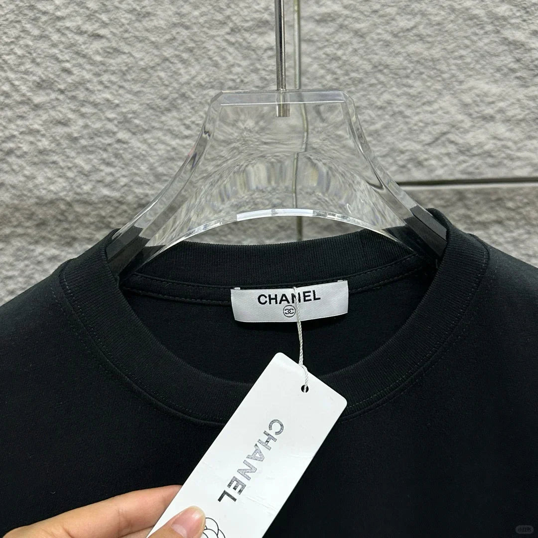 Bamboo letter embroidery T-shirt
