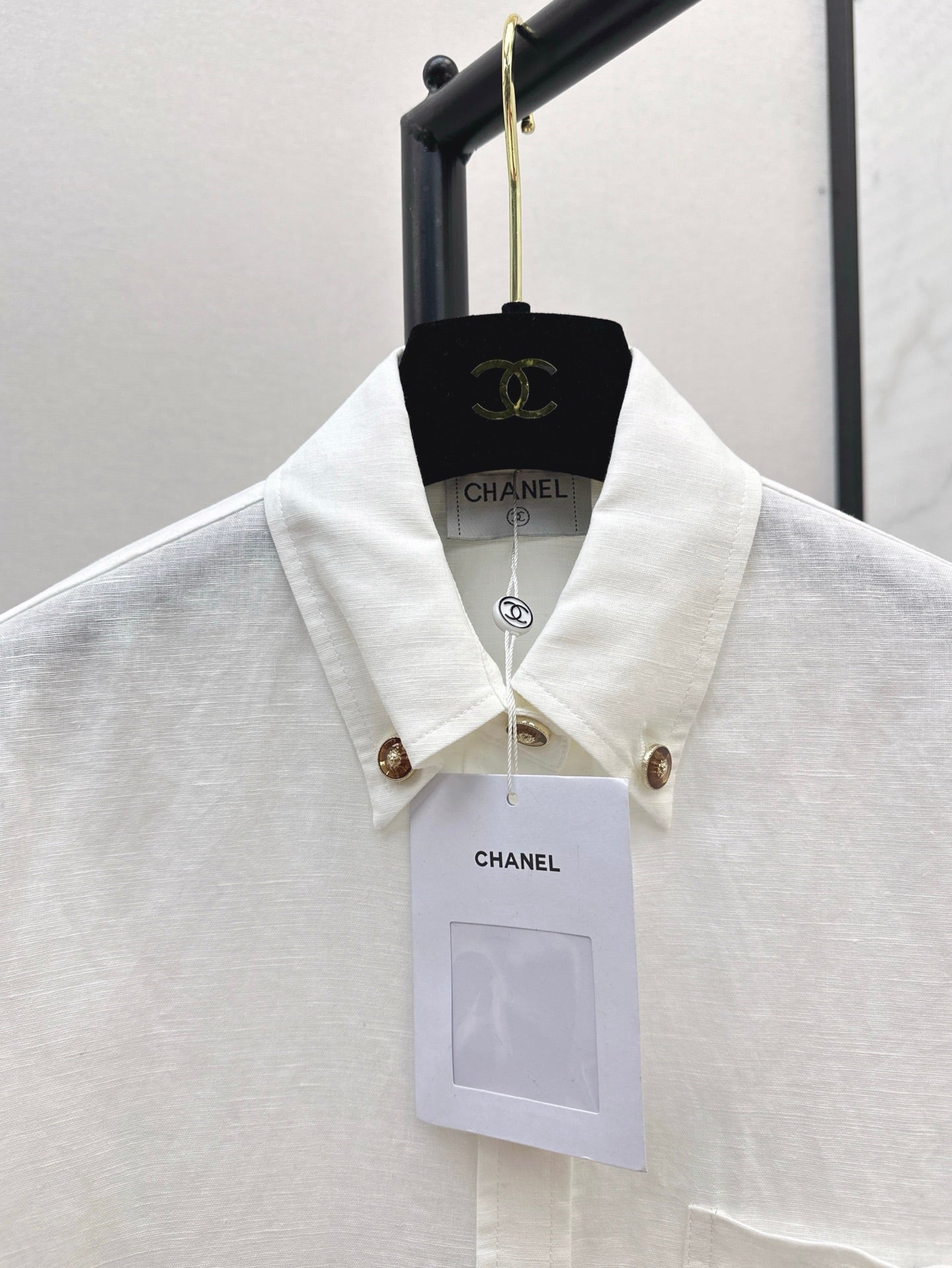 25SS Customized hardware decoration linen shirt