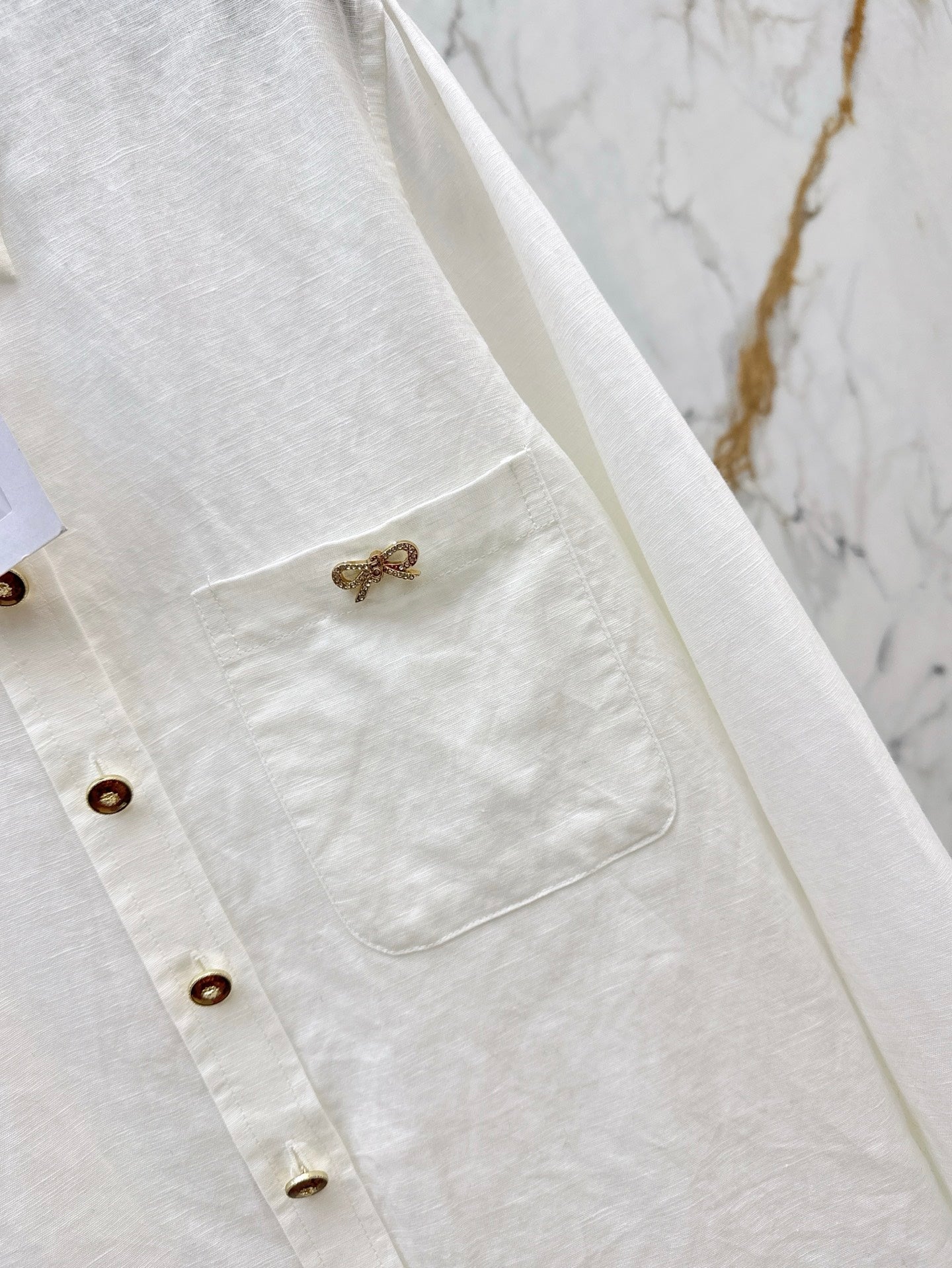 25SS Customized hardware decoration linen shirt