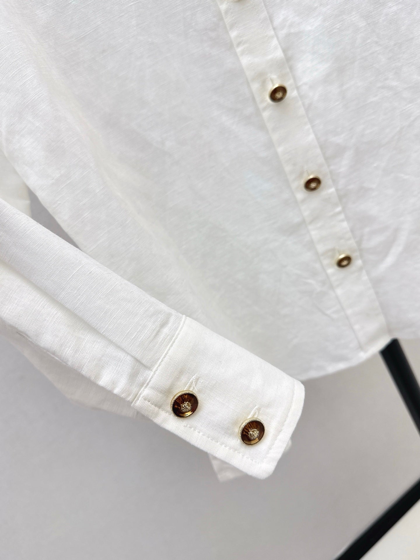 25SS Customized hardware decoration linen shirt