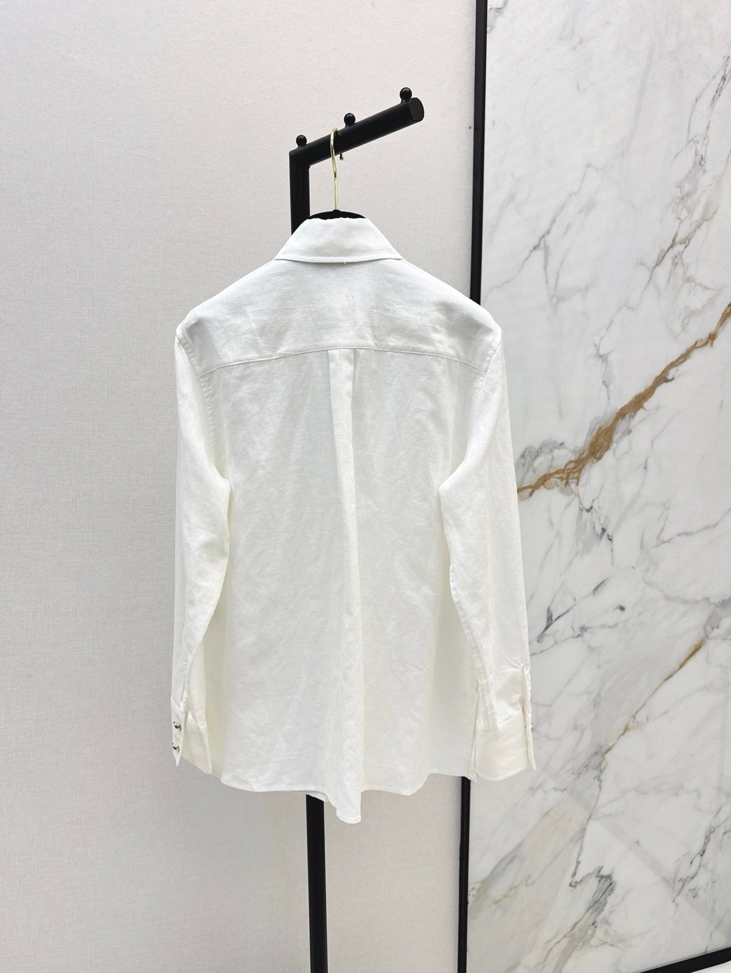 25SS Customized hardware decoration linen shirt