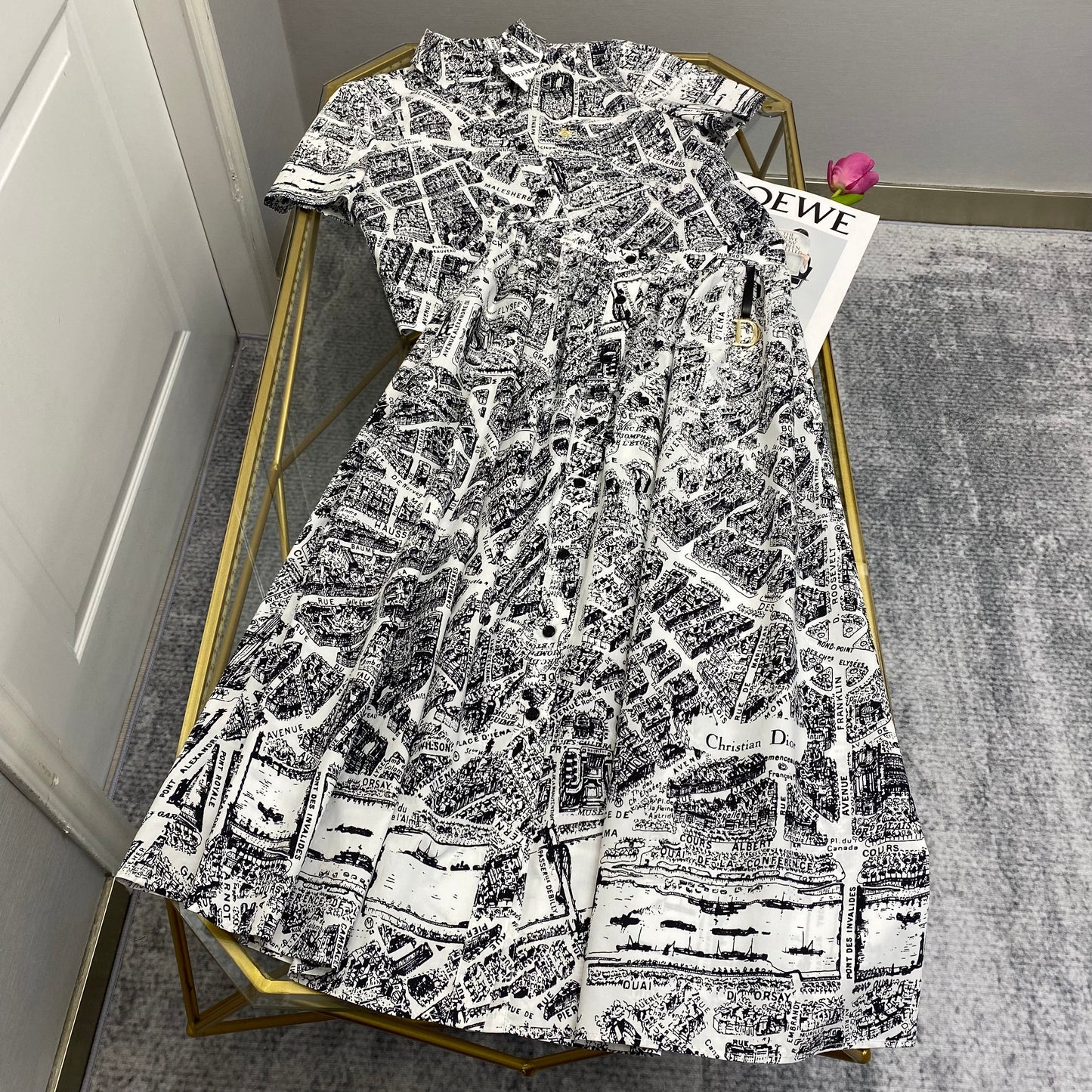 D 25 Digital Printing Temperament Lapel Age Reducing Short Blouse Half Skirt Suit