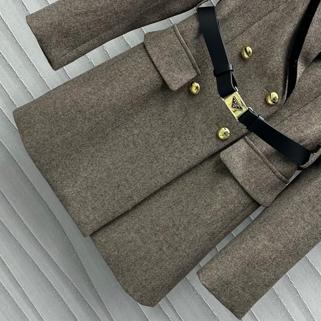 patchwork lapel belt jacket