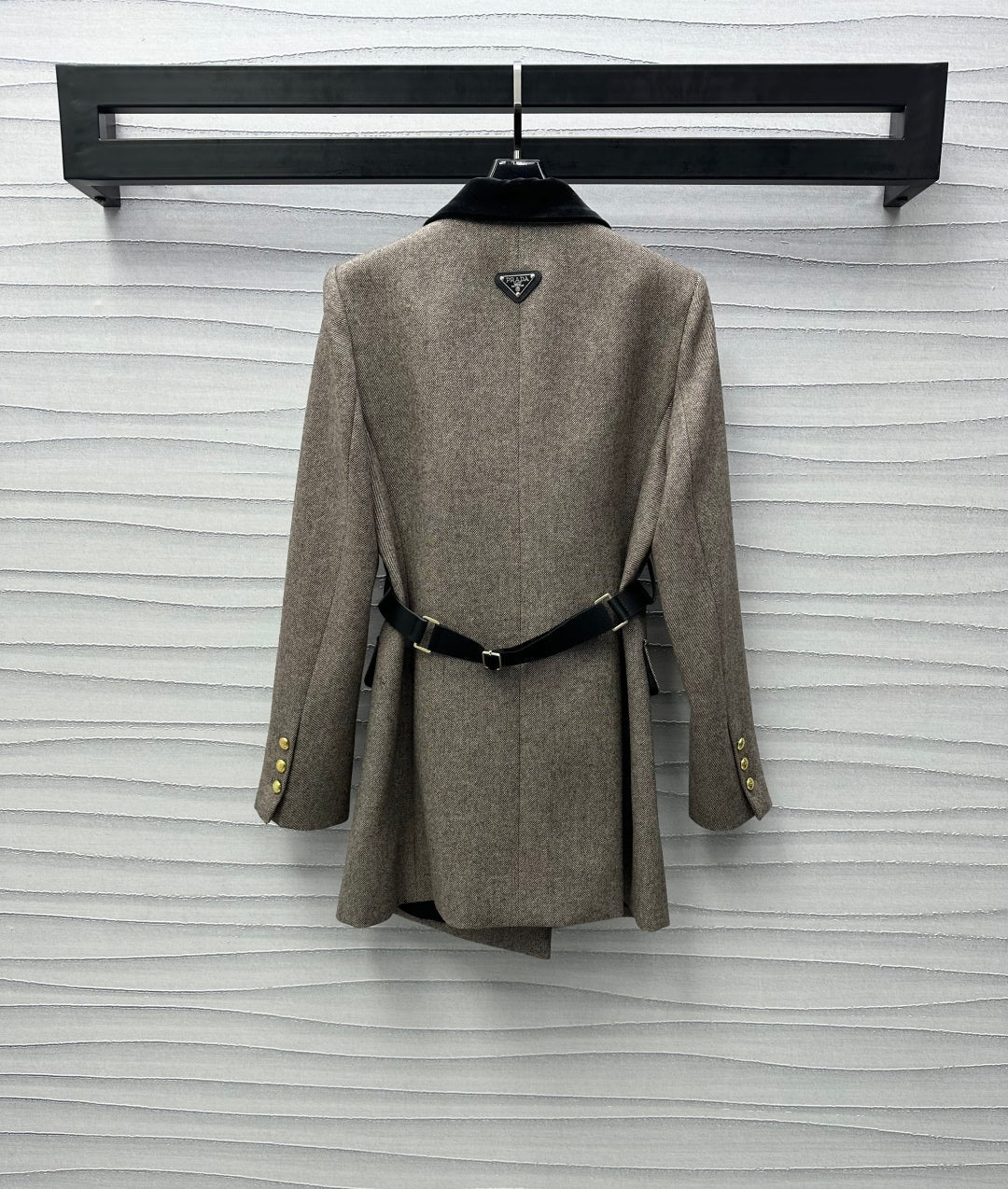 patchwork lapel belt jacket