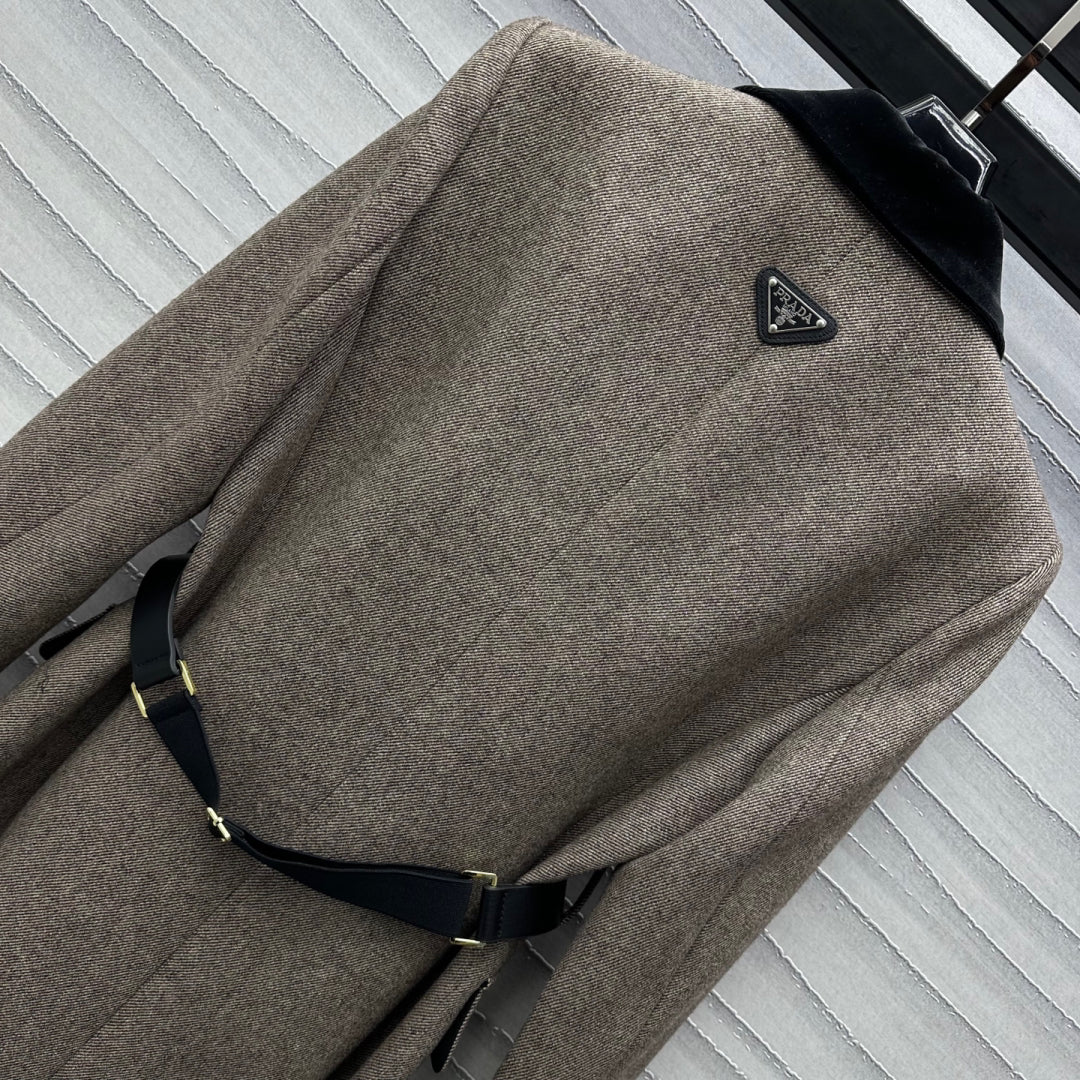patchwork lapel belt jacket