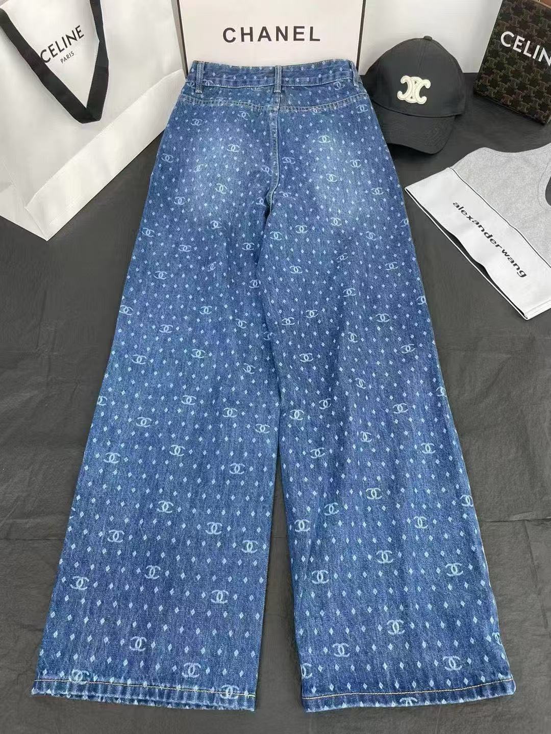 25 New Polka Dot Double C Wide Leg Straight Jeans