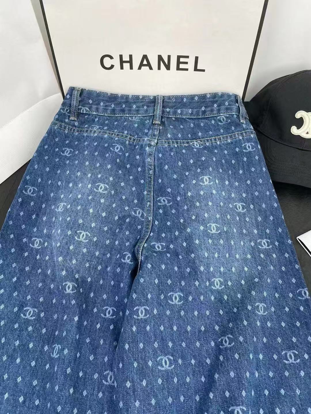 25 New Polka Dot Double C Wide Leg Straight Jeans