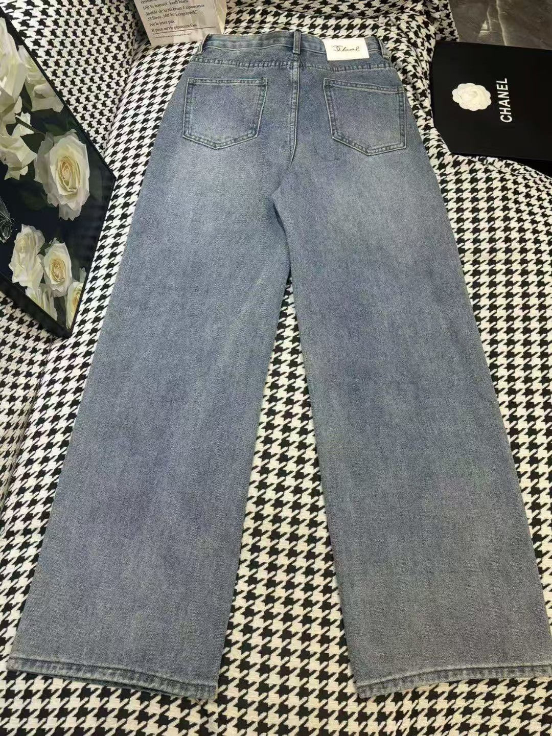 25 pocket double c towel embroidered denim trousers