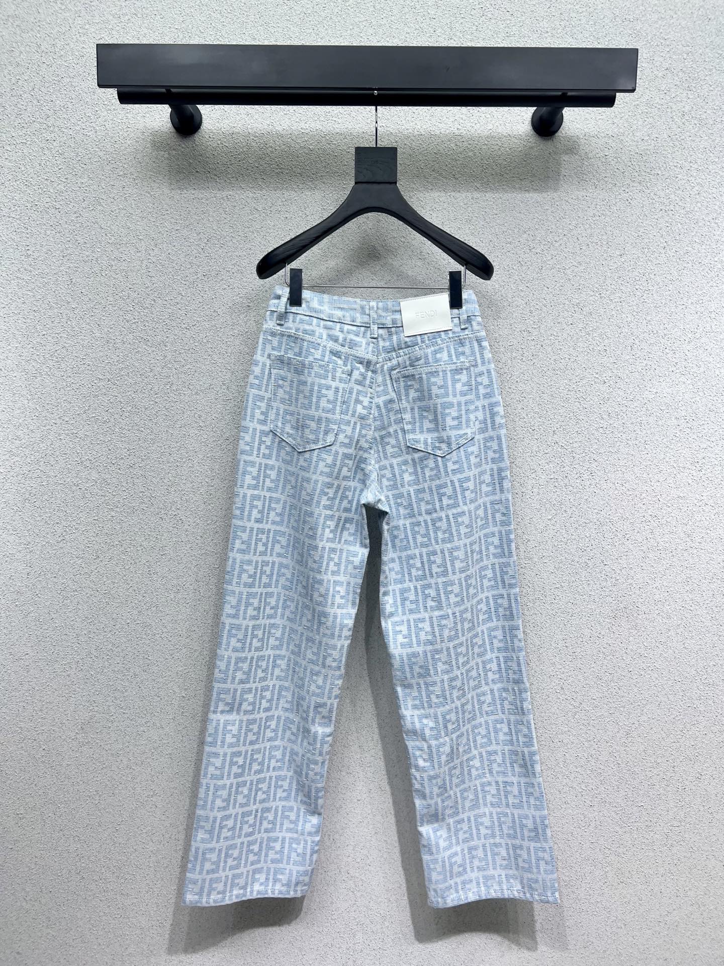 25 Jacquard printed monogram denim trousers