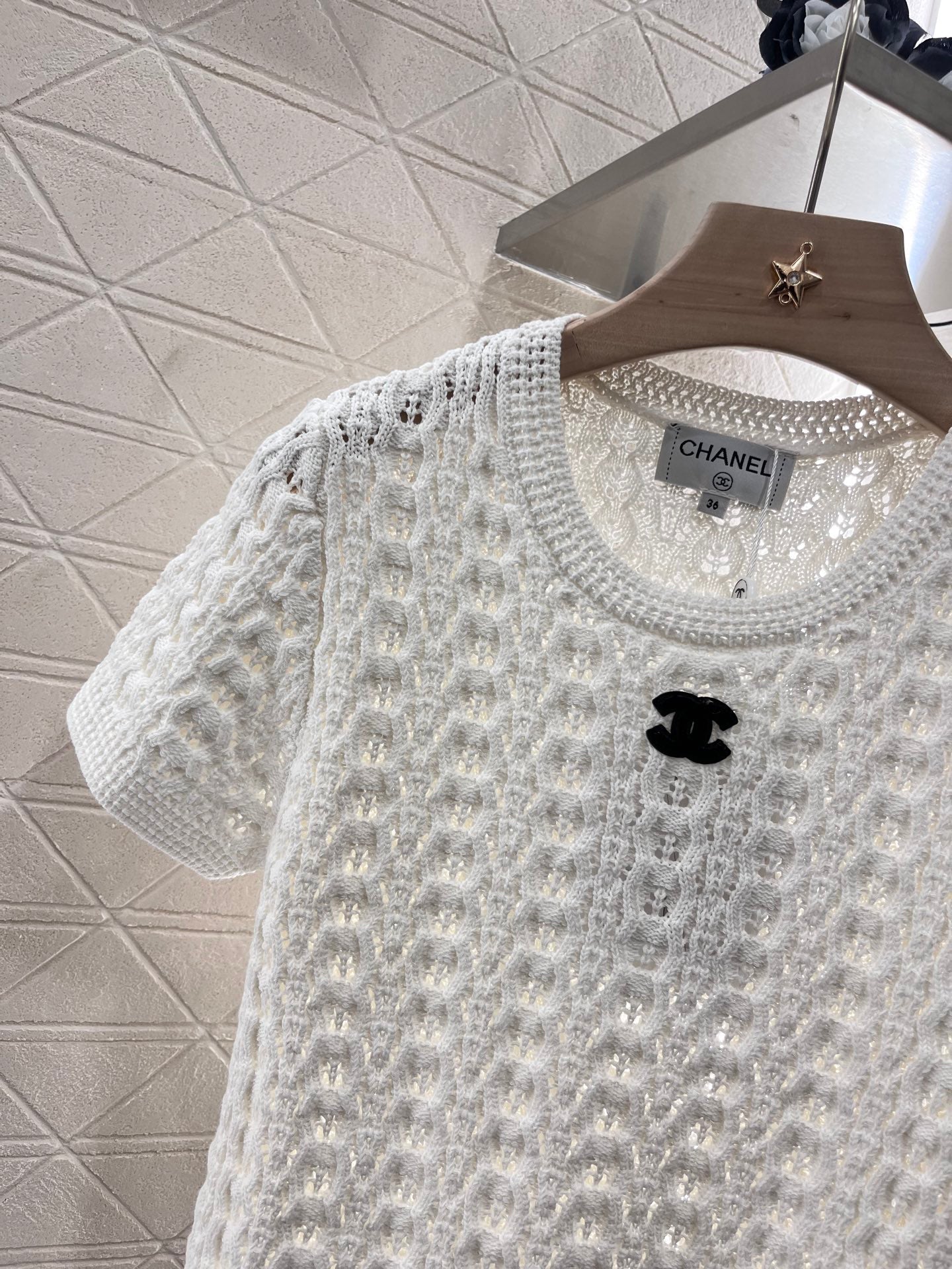 25 Hollow Woven Pattern Knit Top