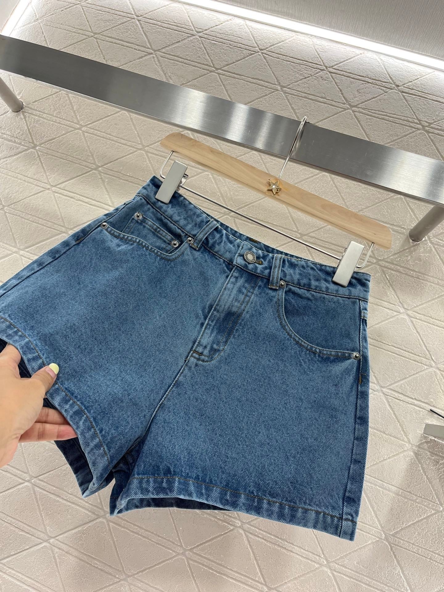 25ss Logo Embroidered Trendy Denim Shorts