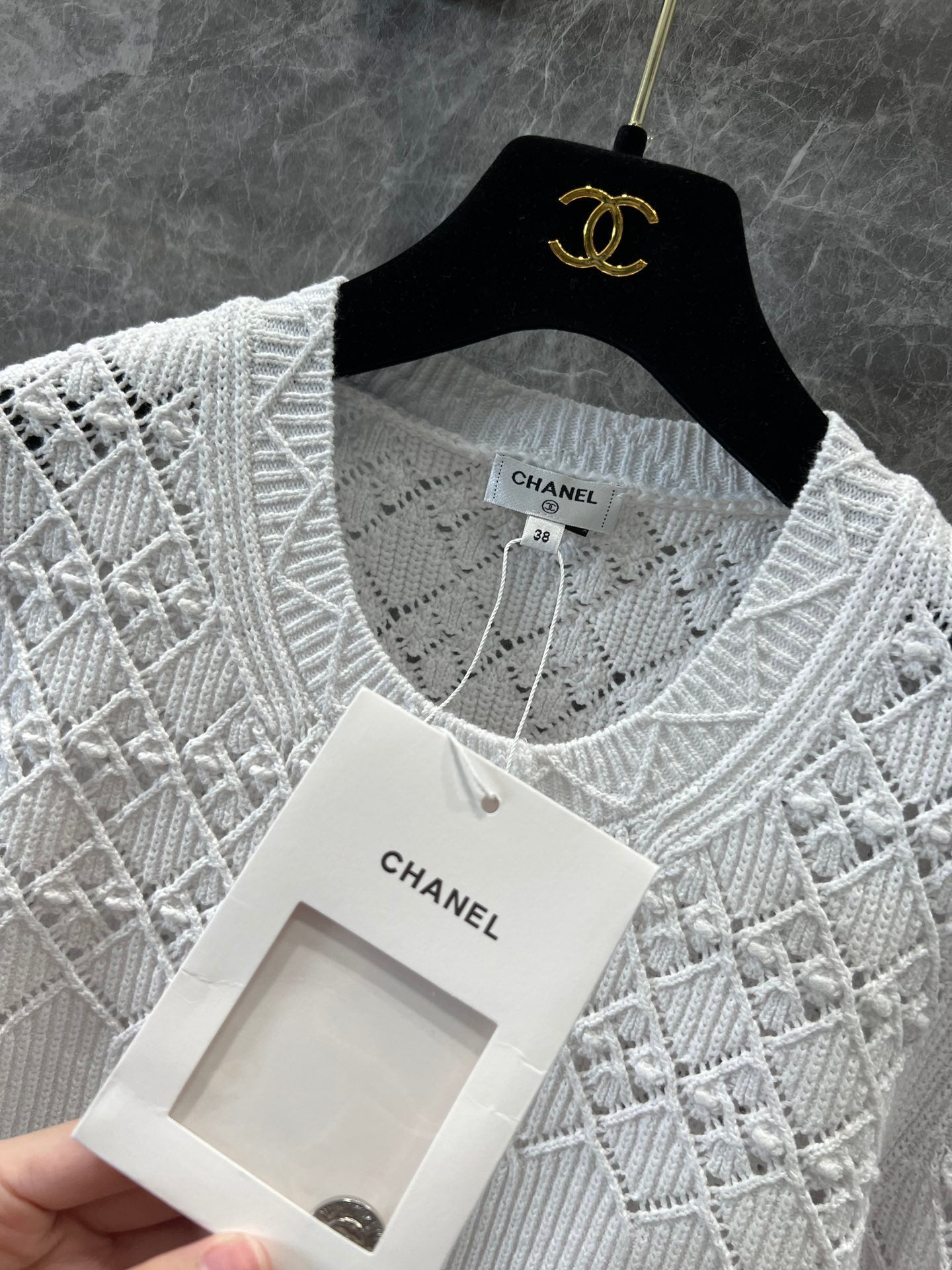C 25 Early spring new diamond hollow crochet cardigan
