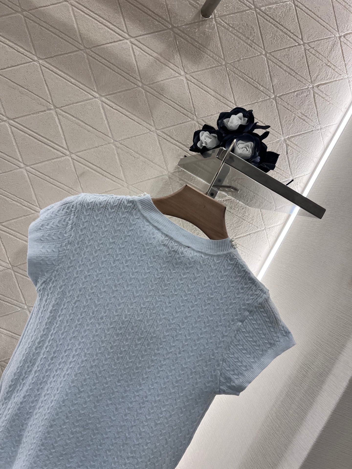 25 Pearl round neck knitted short sleeves