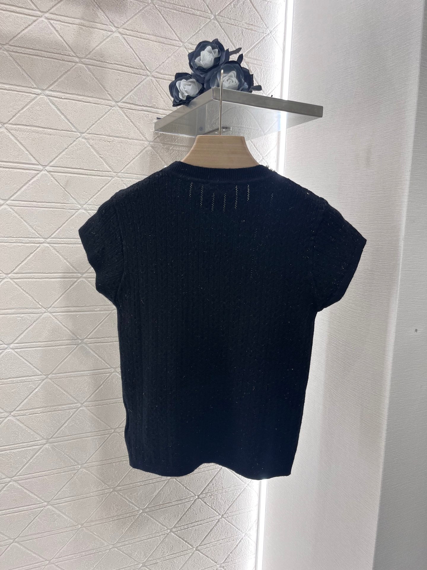 25 Pearl round neck knitted short sleeves