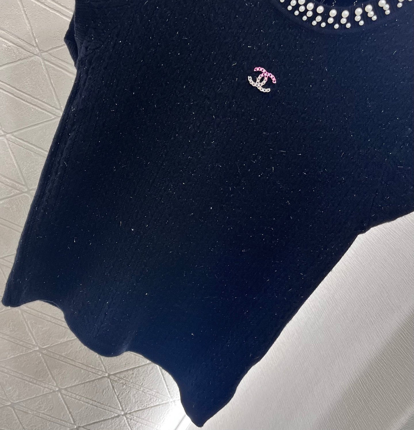 25 Pearl round neck knitted short sleeves