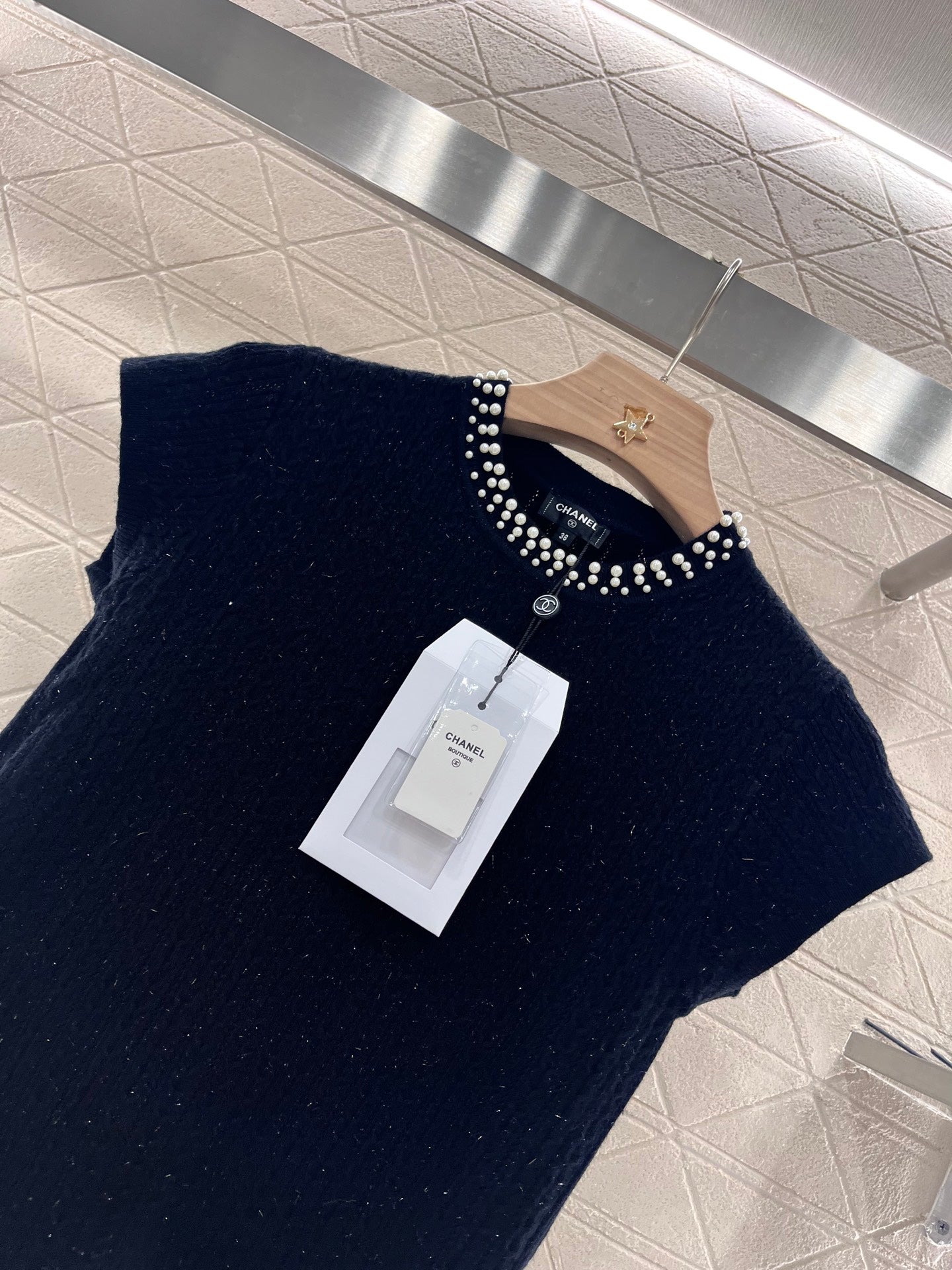 25 Pearl round neck knitted short sleeves
