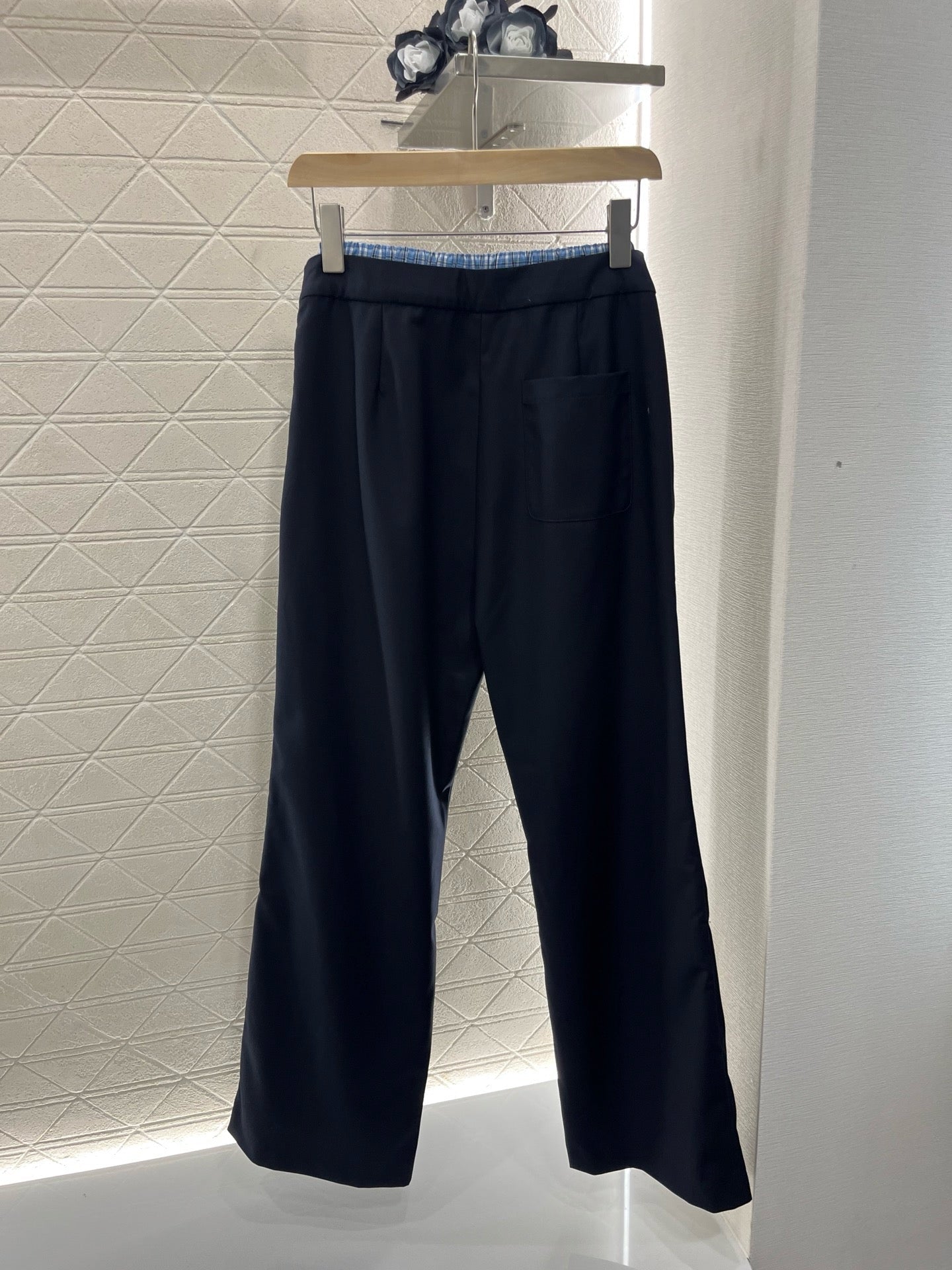 25SS New Arrival Plaid Stitching Suit Straight Trousers