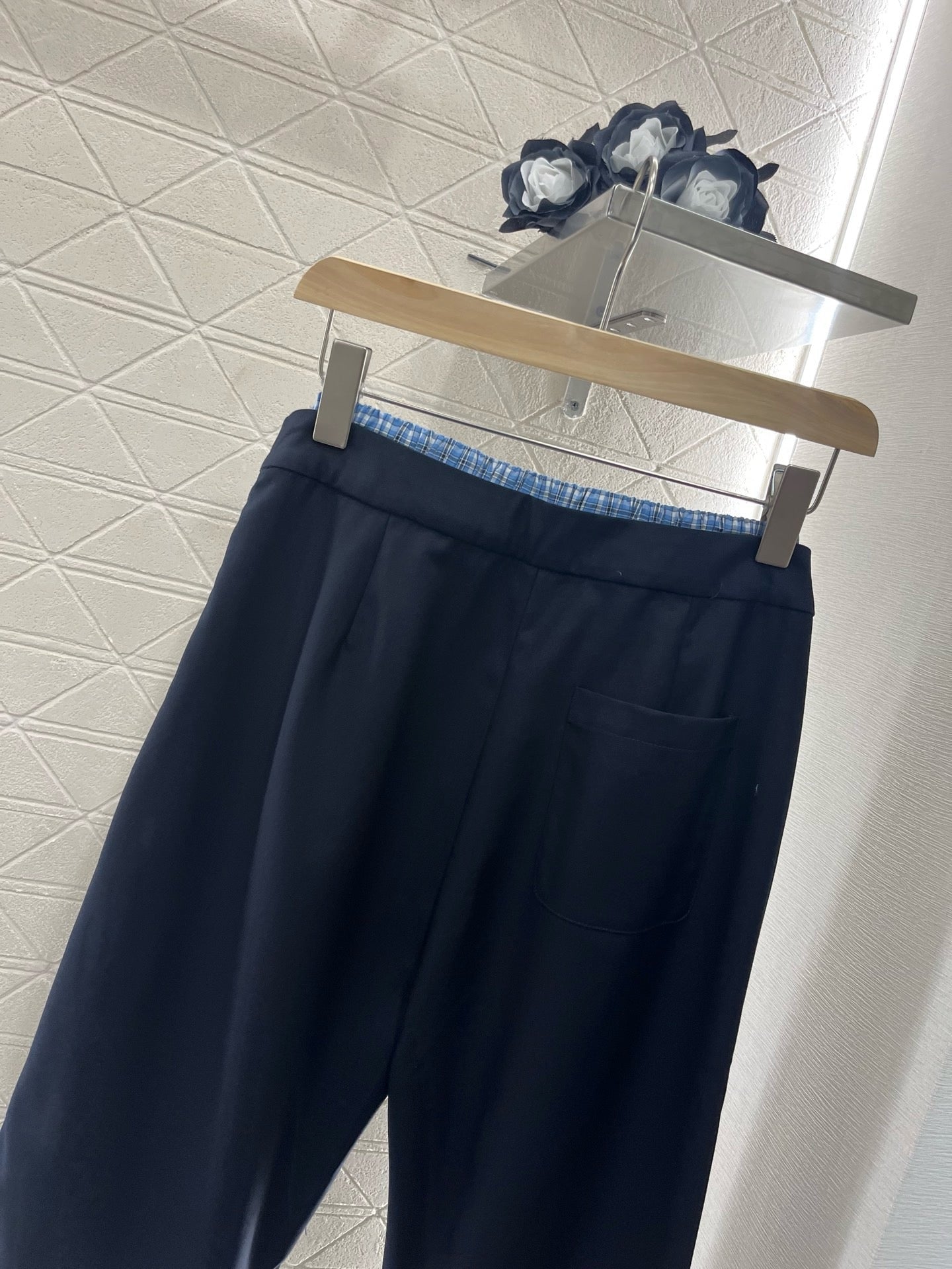 25SS New Arrival Plaid Stitching Suit Straight Trousers