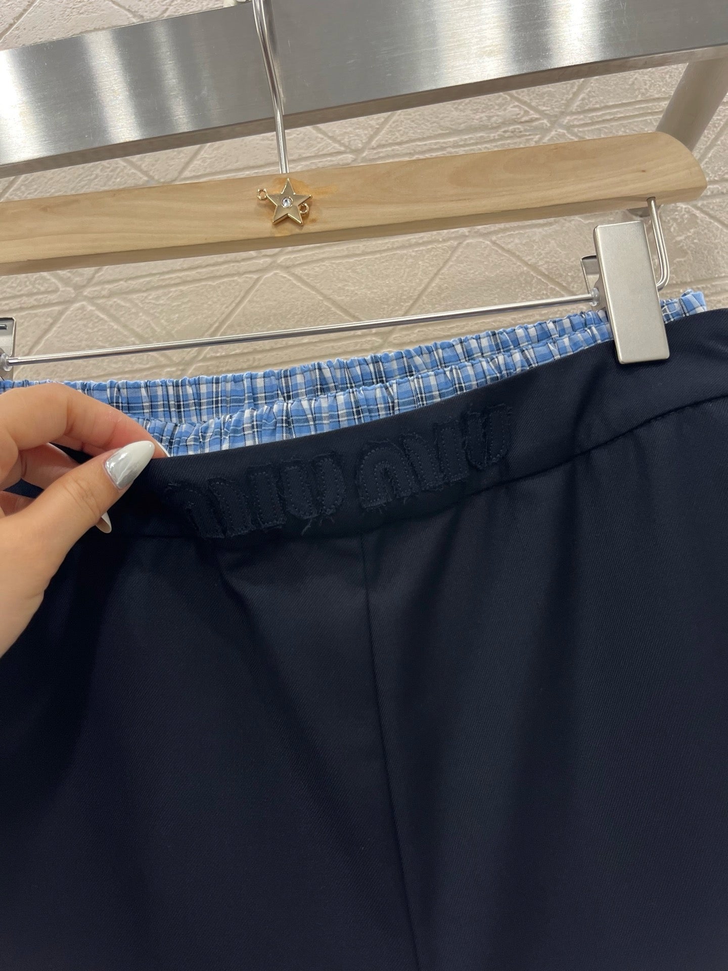 25SS New Arrival Plaid Stitching Suit Straight Trousers