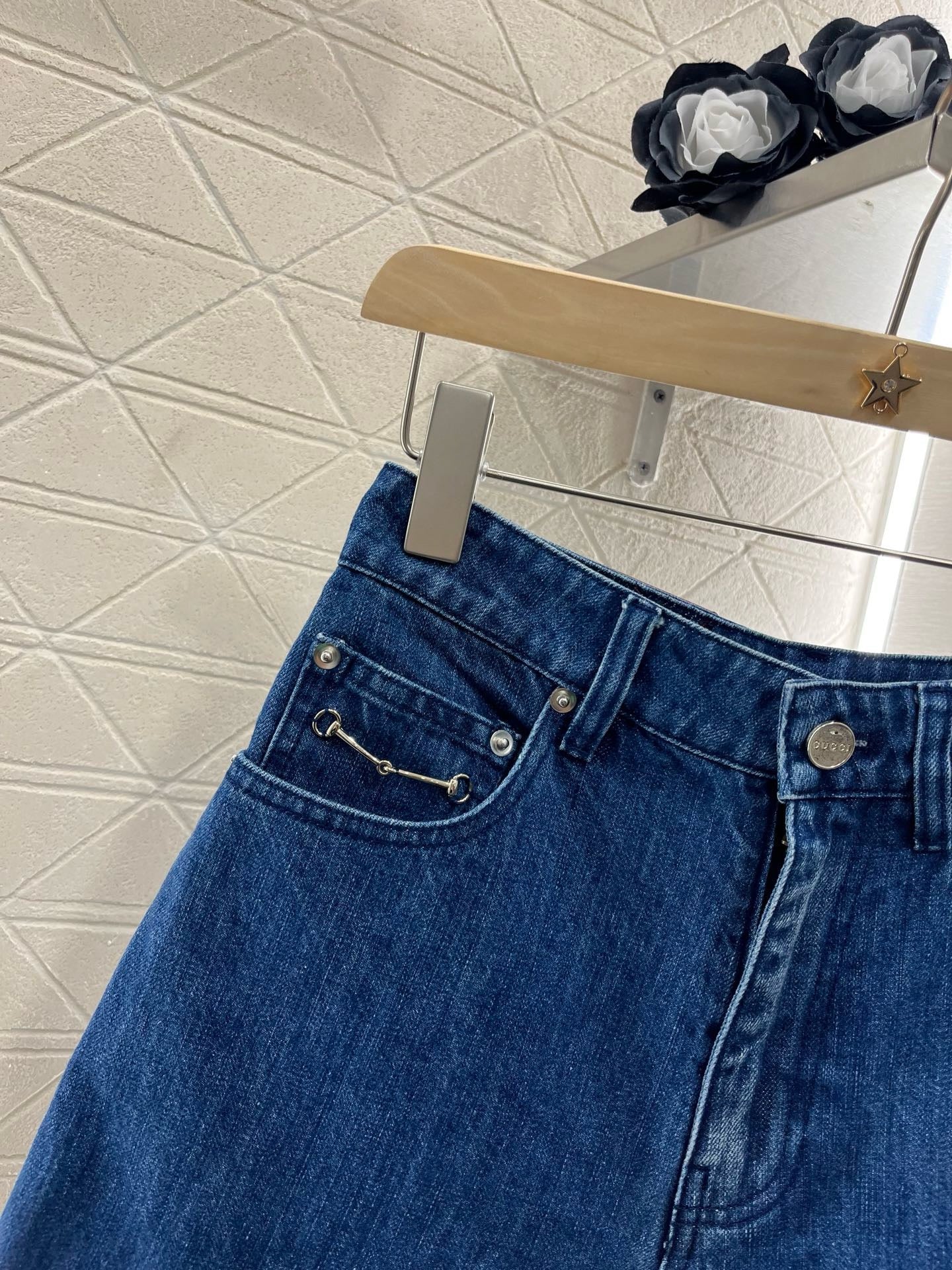 25SS New Arrivals Jacquard Panel Denim Shorts