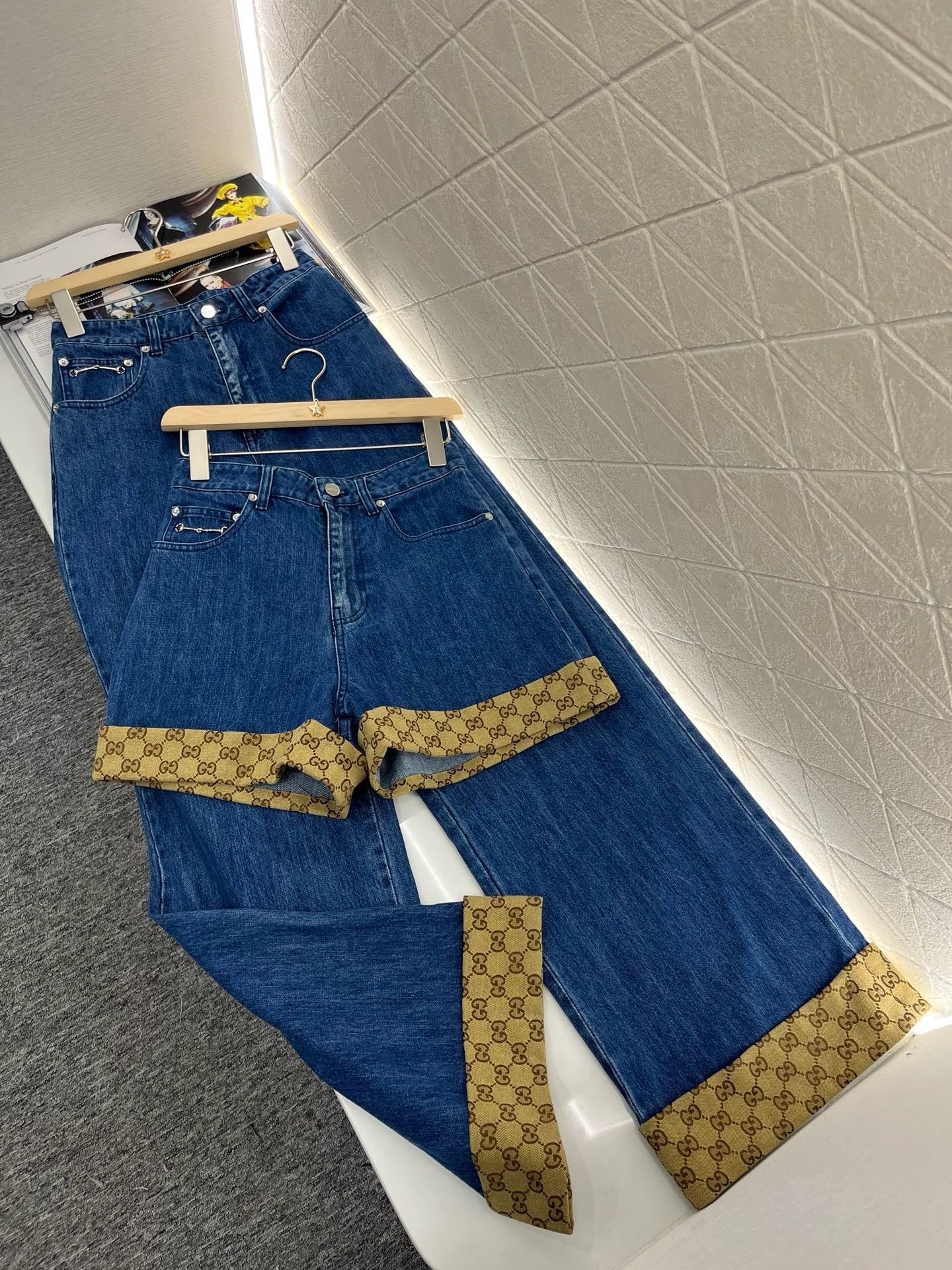 25SS New Arrivals Jacquard Panel Denim Shorts