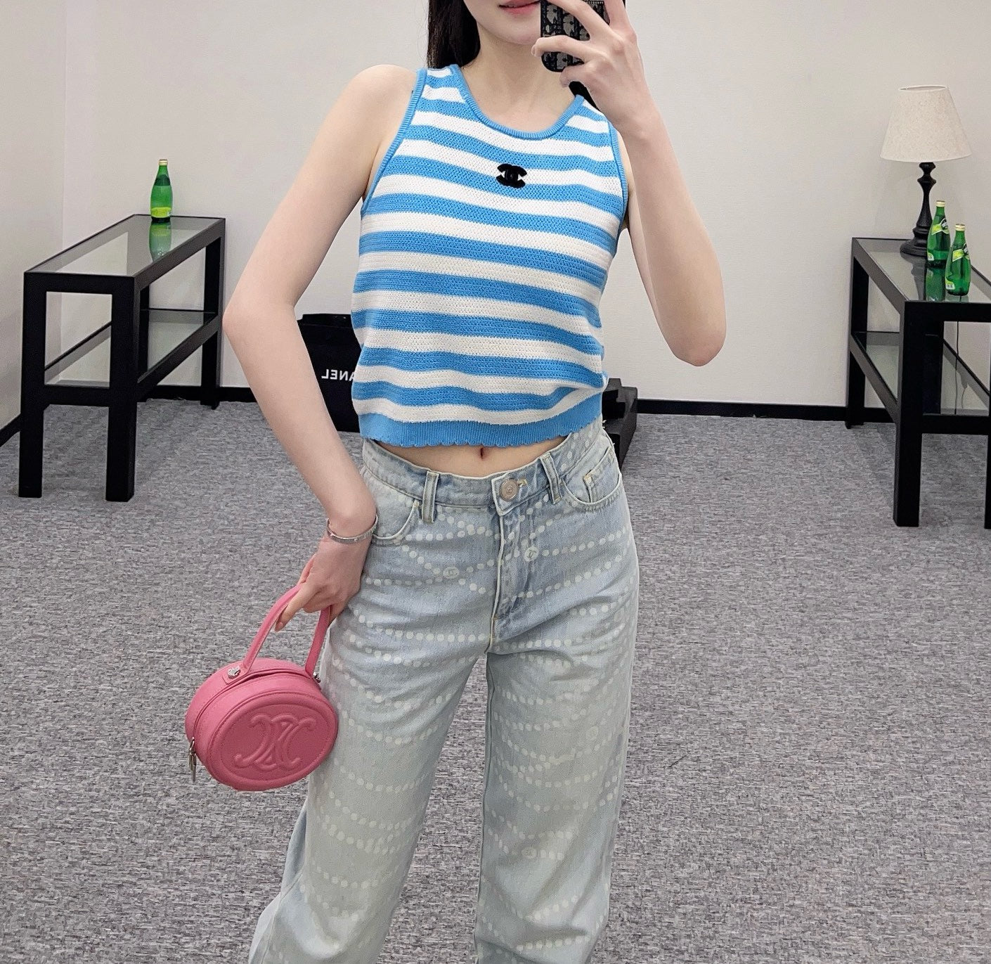 25ss New Striped Knit Vest Wool