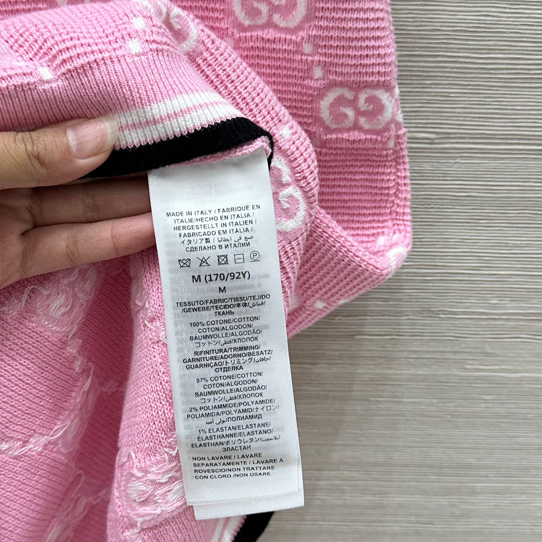 25SS Dopamine color retro jacquard full width GG knitted dress