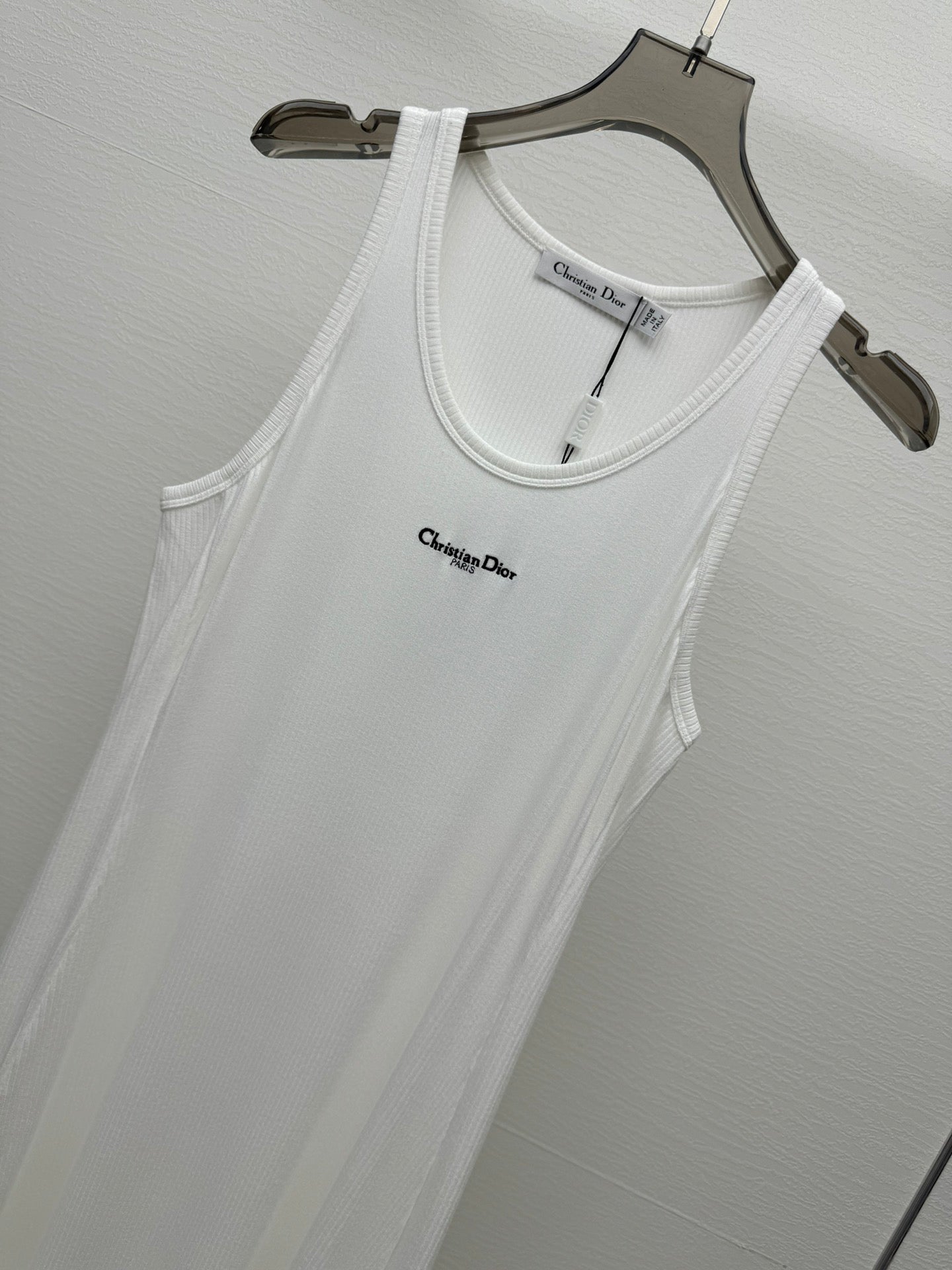 25 Spring and Summer New Micro Logo Embroidery Threaded Midi Dress