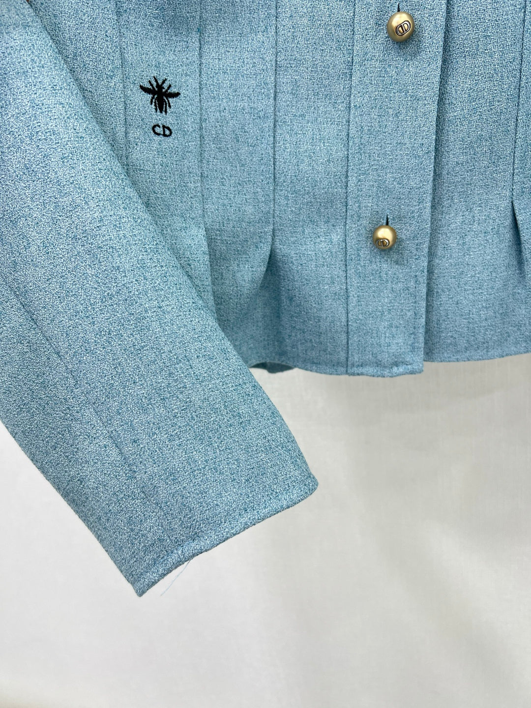 25ss Stand up collar, buckle, lotus leaf hem jacket