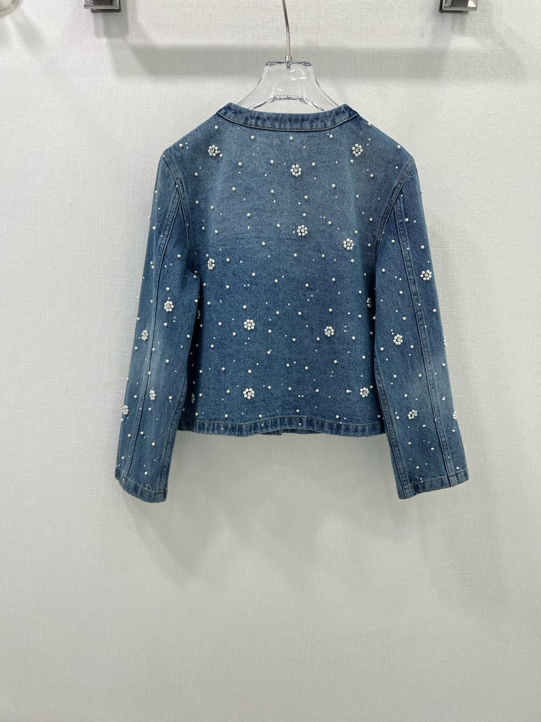 25ss 3D nail bead round neck denim jacket