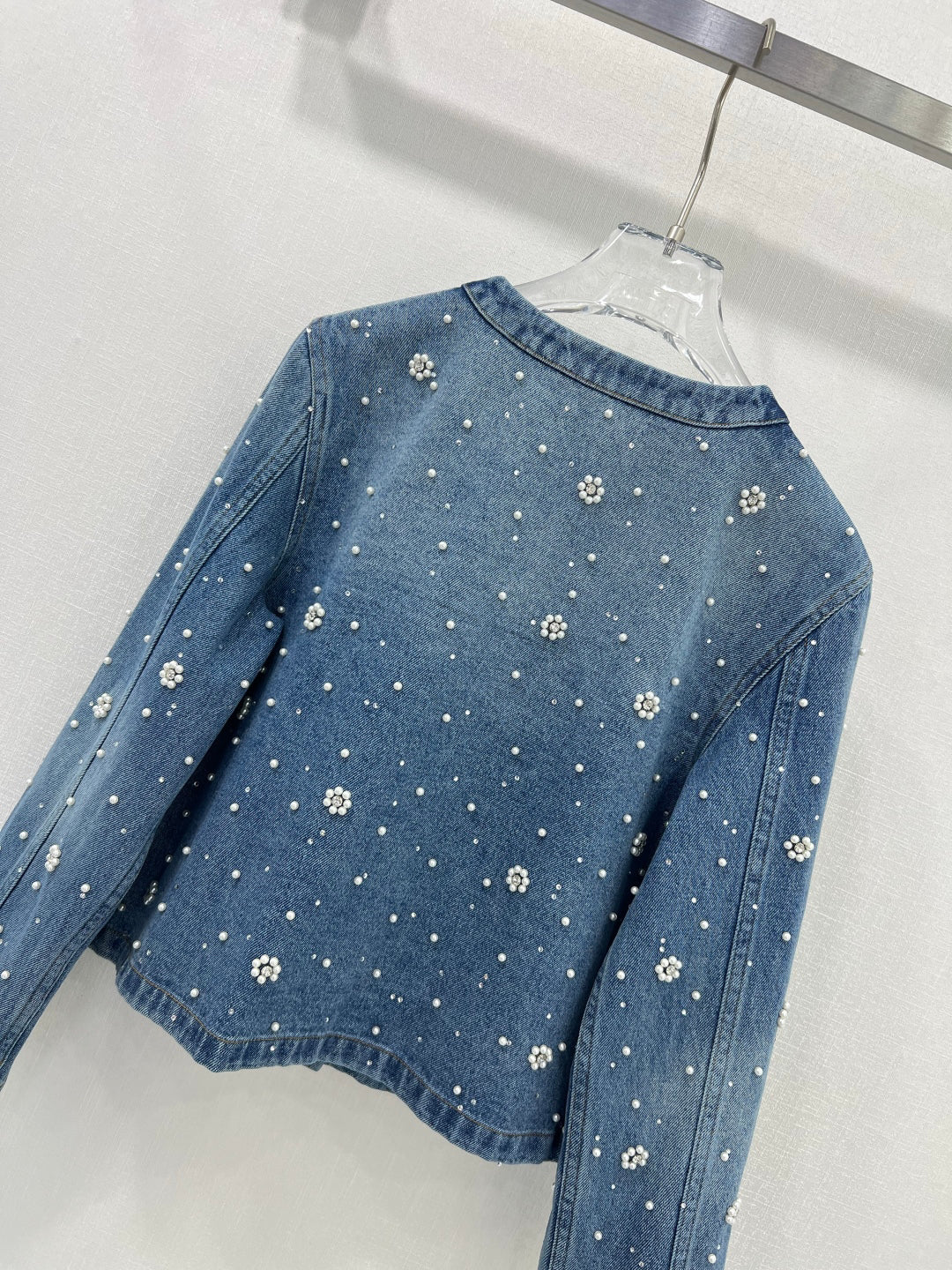 25ss 3D nail bead round neck denim jacket