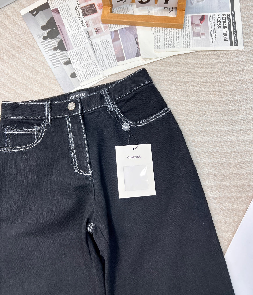 Ski series thick line straight leg jeans