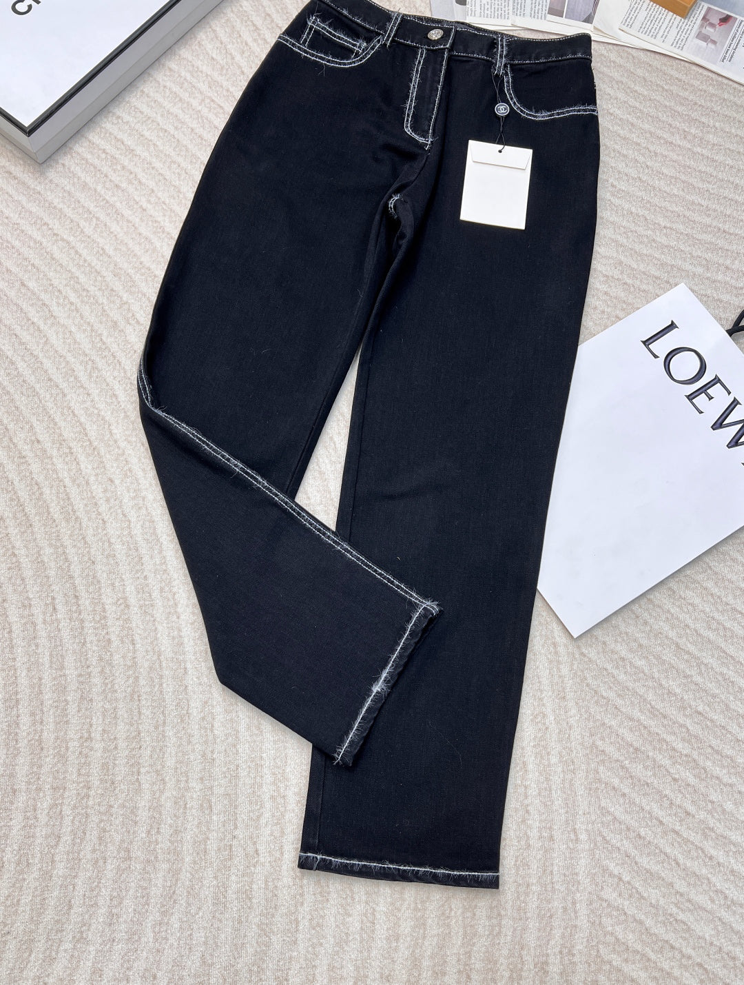 Ski series thick line straight leg jeans