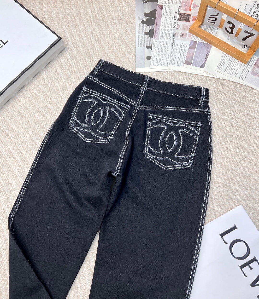 Ski series thick line straight leg jeans