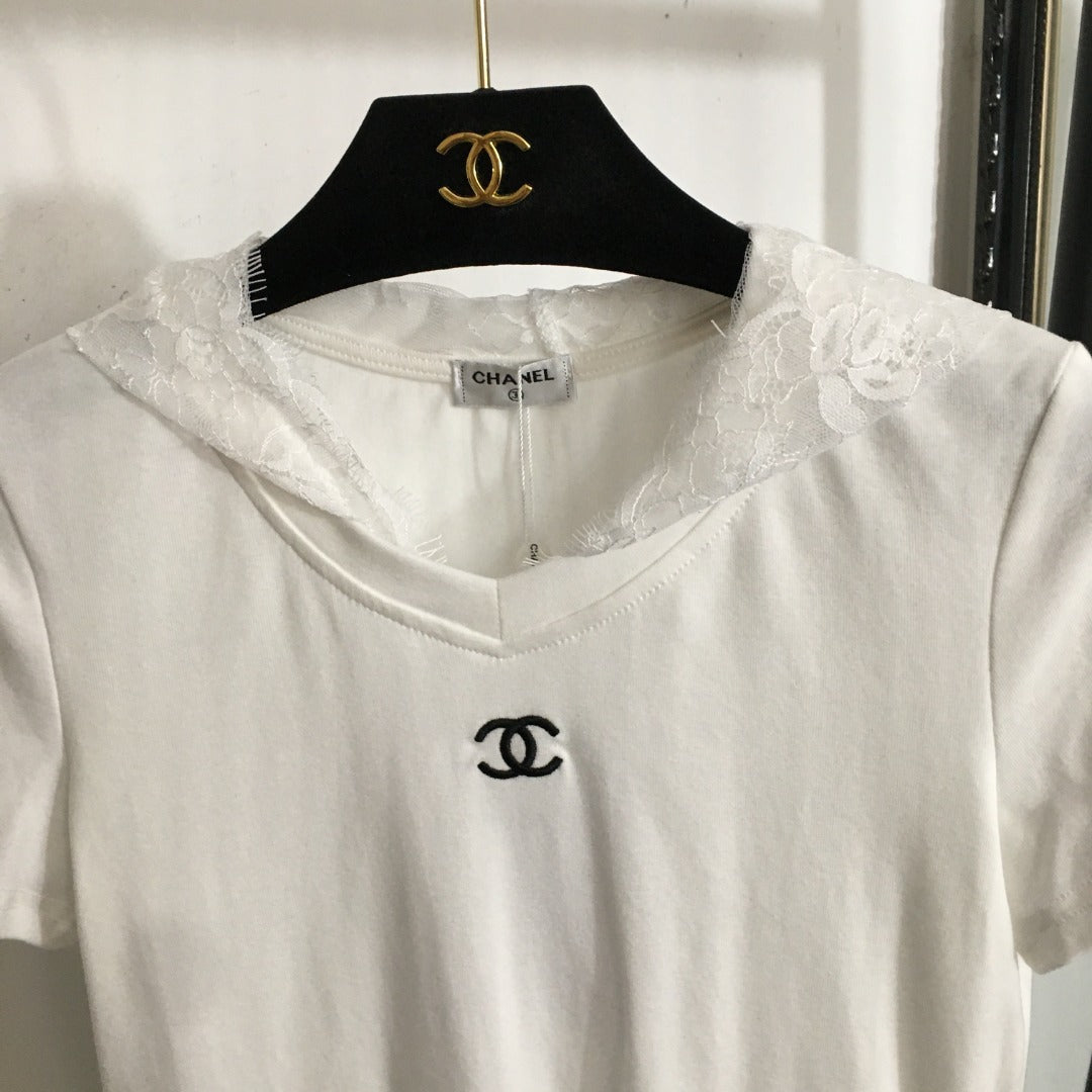 2025 New Double C Embroidered Hoodie Short Sleeve
