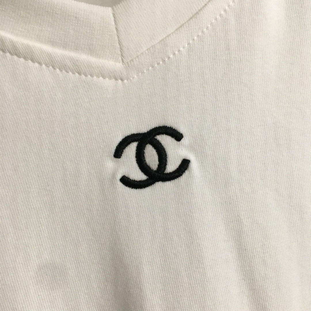 2025 New Double C Embroidered Hoodie Short Sleeve