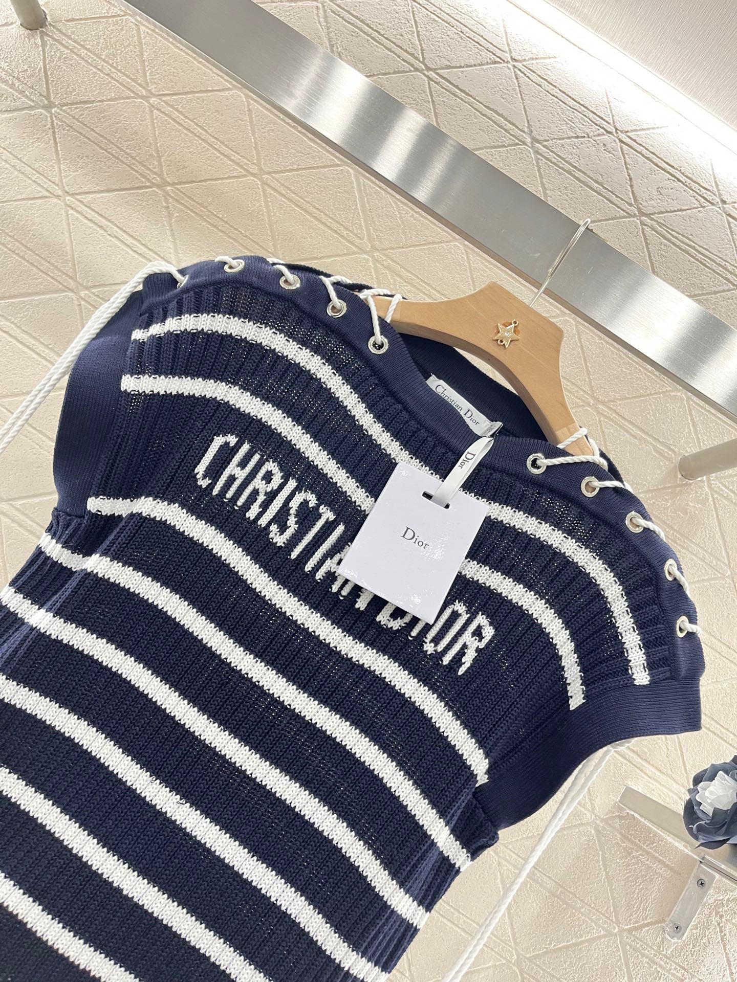 2025 New Arrival Knot Striped Knitted Short Sleeve