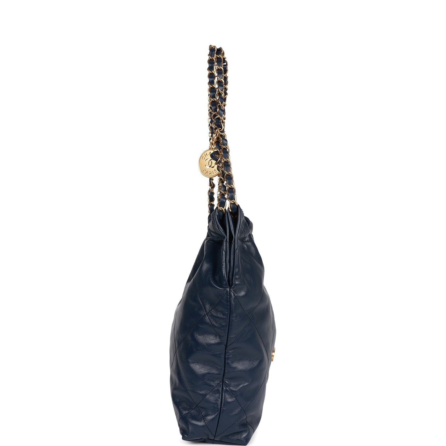 Large 22 Bag Navy Lambskin Antique Gold Hardware(42*39*8cm)