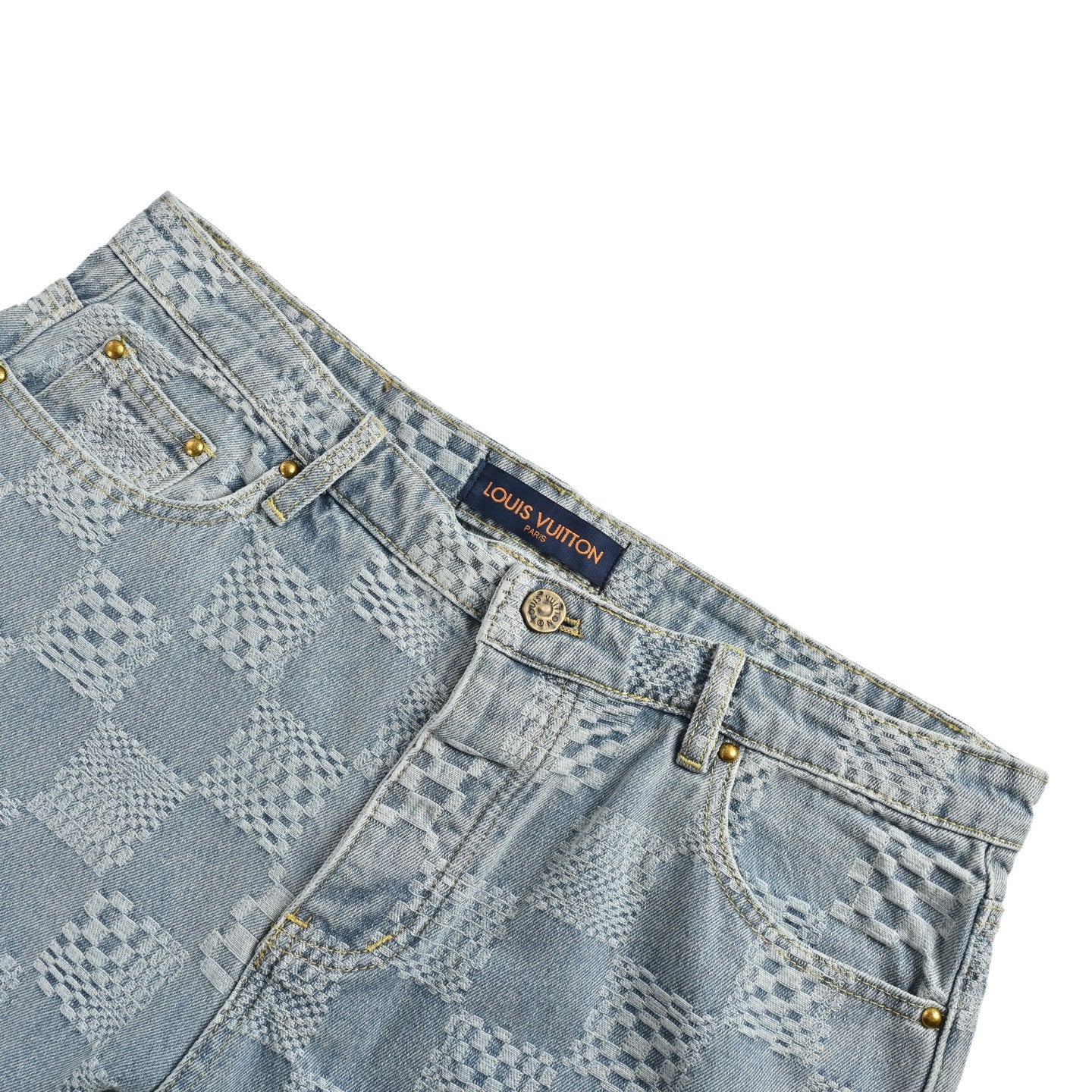 25ss checkerboard jacquard denim shorts