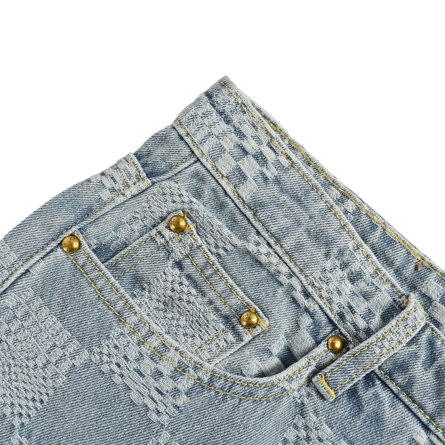 25ss checkerboard jacquard denim shorts