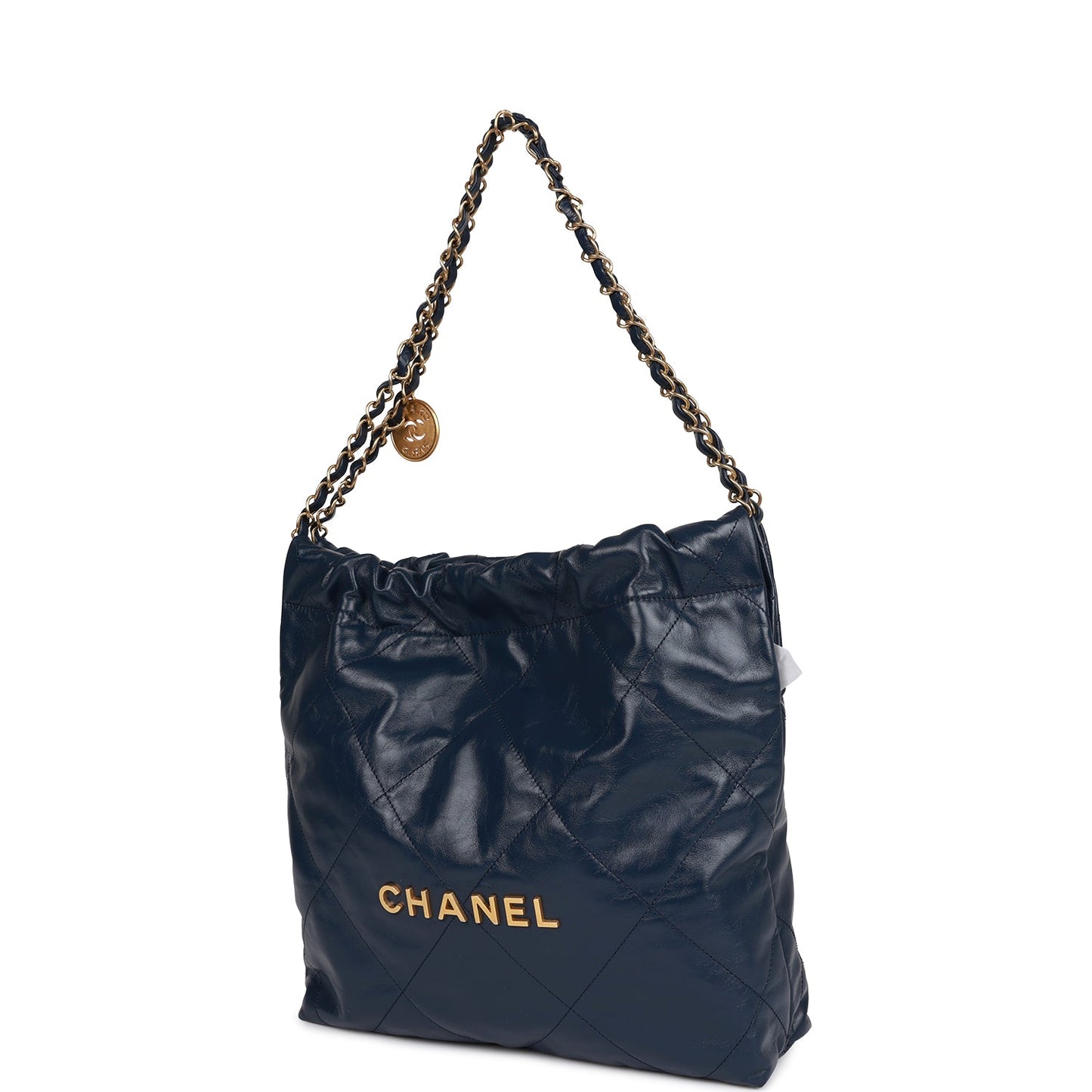 Large 22 Bag Navy Lambskin Antique Gold Hardware(42*39*8cm)