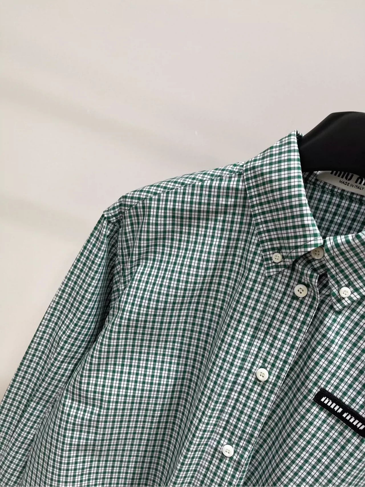 M 25 Green Check Raw Edge Long Sleeve Shirt(Does not include shorts)