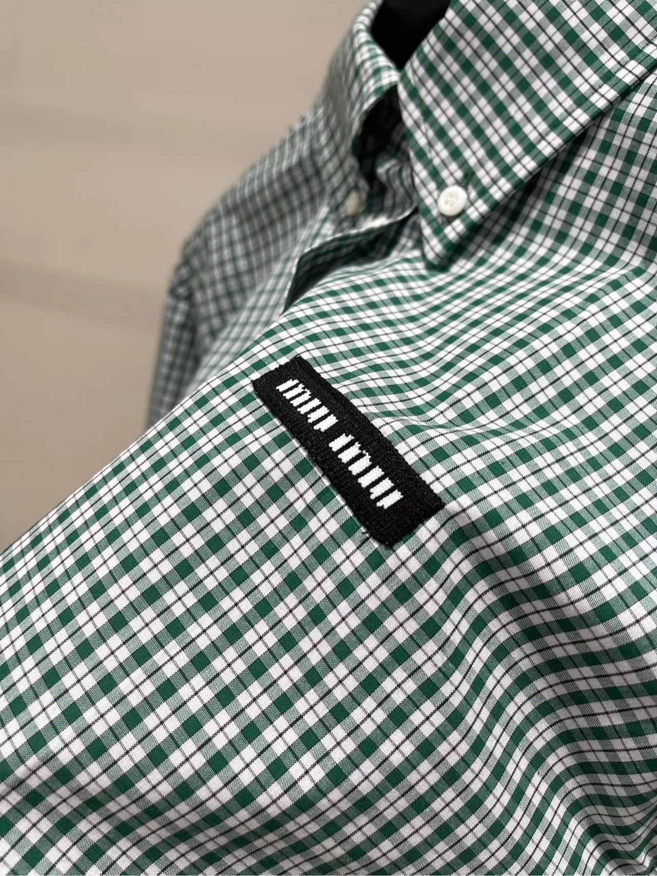 M 25 Green Check Raw Edge Long Sleeve Shirt(Does not include shorts)