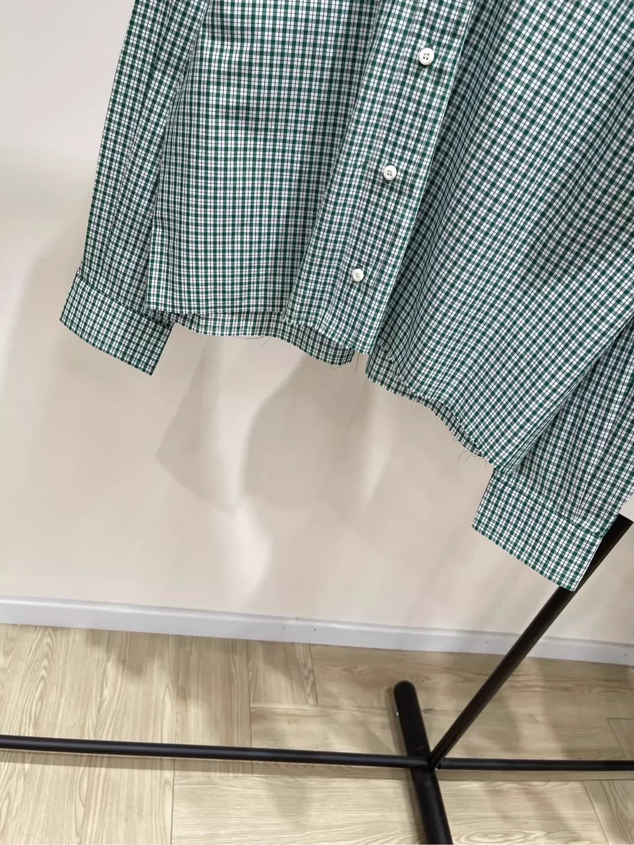 M 25 Green Check Raw Edge Long Sleeve Shirt(Does not include shorts)