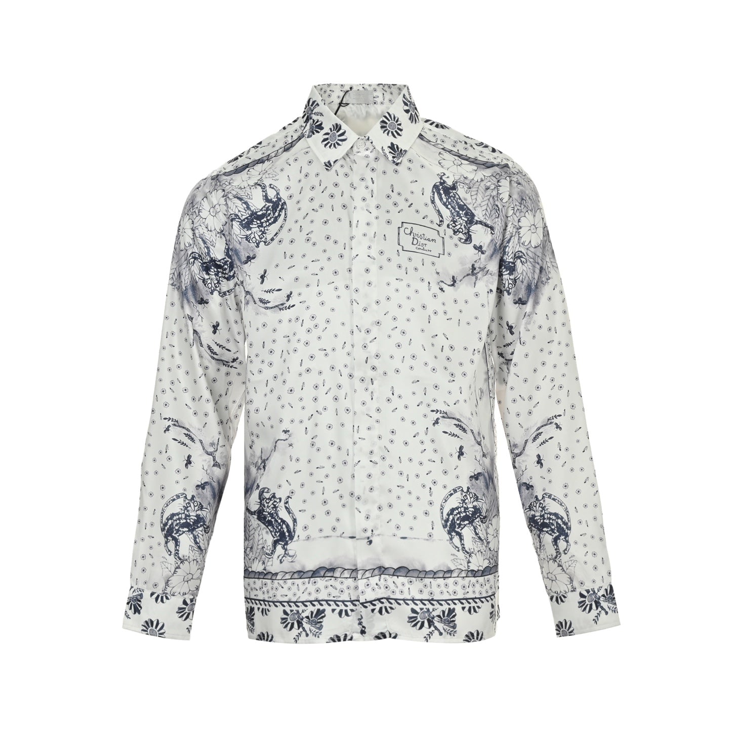 25ss co branded animal flower painted mulberry silk shirt