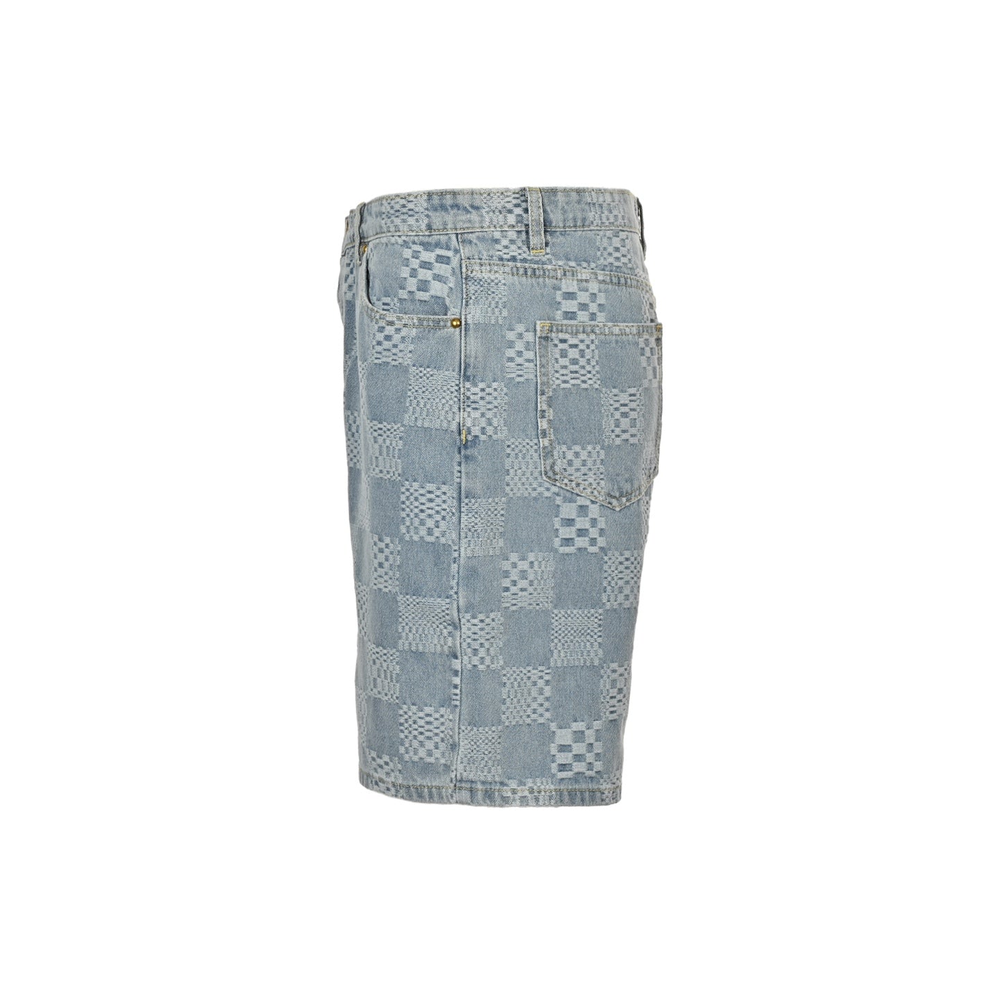 25ss checkerboard jacquard denim shorts
