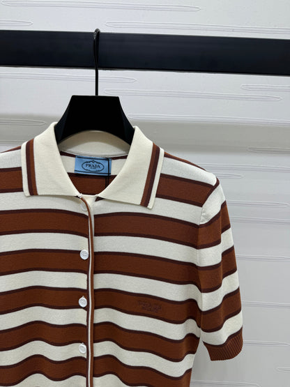 p 25 Lapel Striped Knit Short Sleeve Cardigan!